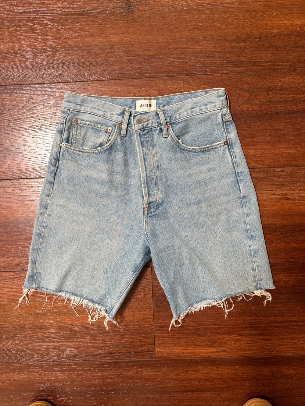 Agolde “90s” Light Wash Denim Cutoff Shorts